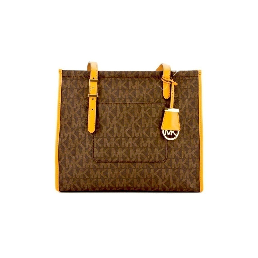 Michael Kors Darien Brown Monogram Medium Logo Tote
